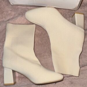 Cream Sock Booties For Women